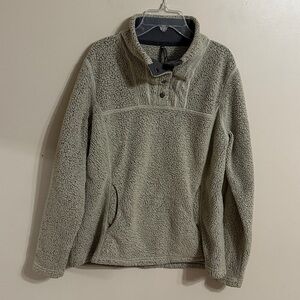 Kuhl Avalon Fleece Pullover Kangaroo Pocket Snap Buttons Color Stone Size Medium